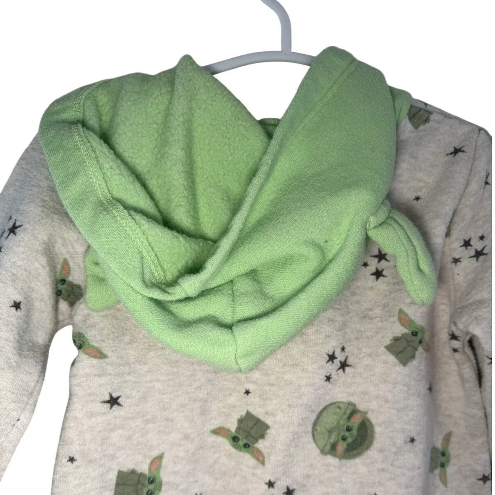 Star Wars Grogu Baby Yoda Toddler One Piece Hooded‎ Pajama Size 24M